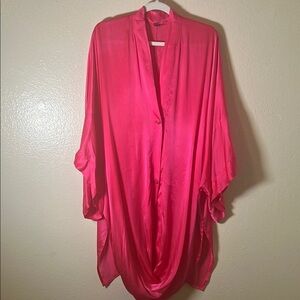 Silk Vibrant Pink Bijan Kimono-Style slip dress one size